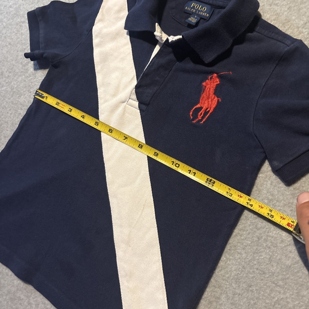 Polo Ralph Lauren Big Pony Boys Sz‎ 7 Polo Shirt Striped Blue White - Picture 6 of 11